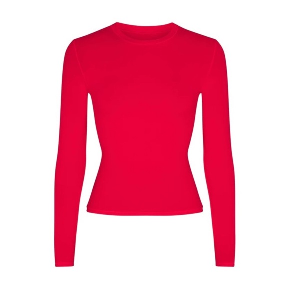 SKIMS NWT Fits Everybody Long Sleeved Tee - Cherry - Picture 4 of 5